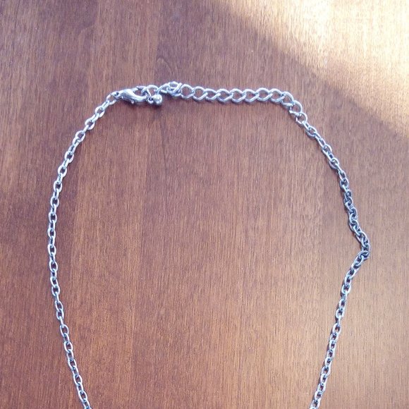 Silver Tone Pendant Necklace with Red Beads and Sto… - Picture 4 of 4